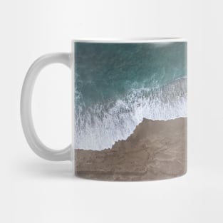 Aerial View Of The Sandy Beach With Ocean Waves Mug